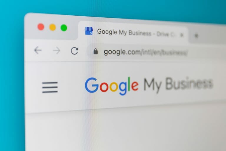Google My Business logo on computer screen to boost local online presence.