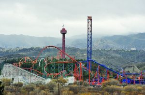 An amusement park with roller coaster and Digital Marketing Service Valencia, CA.