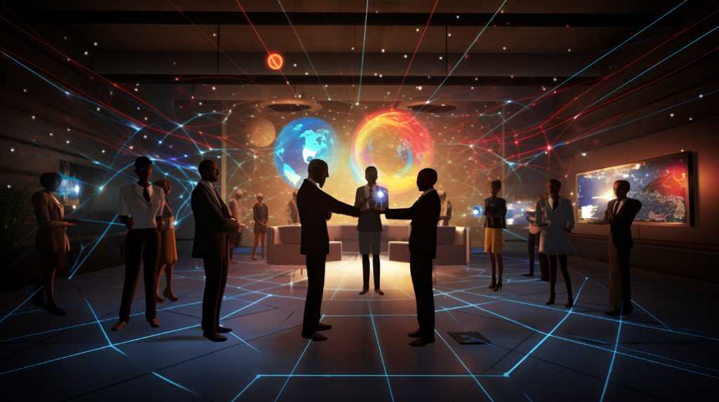 A group of people shaking hands in a dark room.