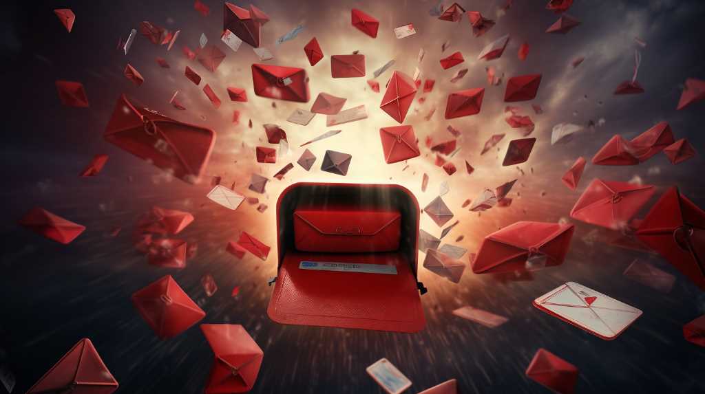 Red envelopes flying out of a red envelope.