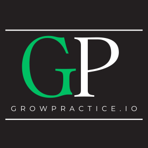Logo of growpractice.io featuring the letters "gp" in white on a black background with a green neon outline, ideal for home decor enthusiasts.